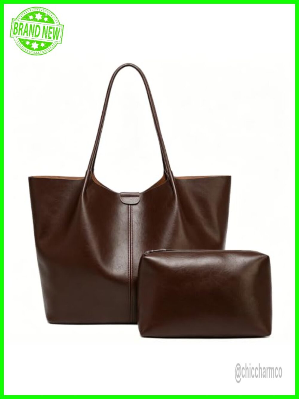 Soft Leather Tote Bag for Women Large Capacity Shoulder Purse with Clutch